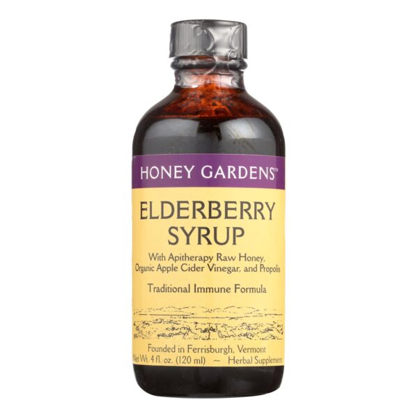 Honey Gardens Elderberry + Raw Honey Syrup 4 oz.