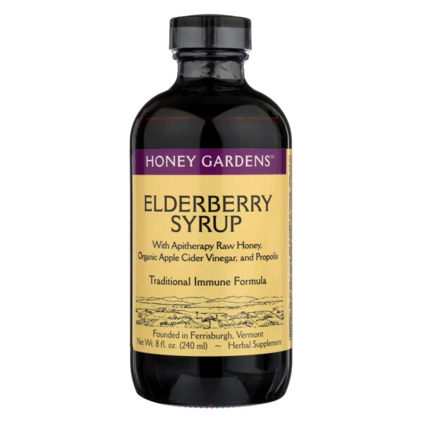 Honey Gardens Elderberry + Raw Honey Syrup 8 oz.