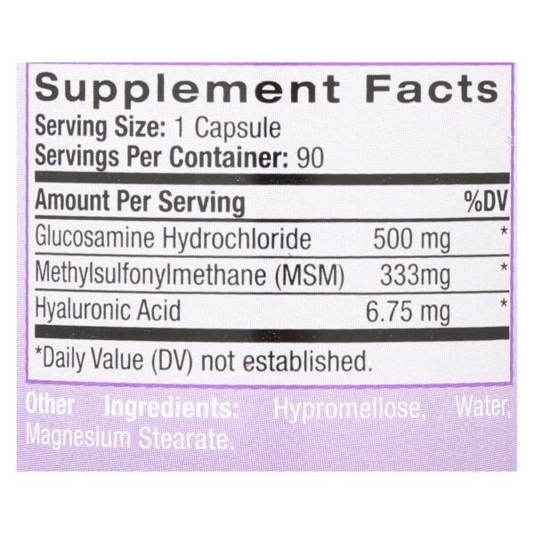 Natrol Vegetarian Hyaluronic Acid MSM & Glucosamine 90 capsules - Image 2