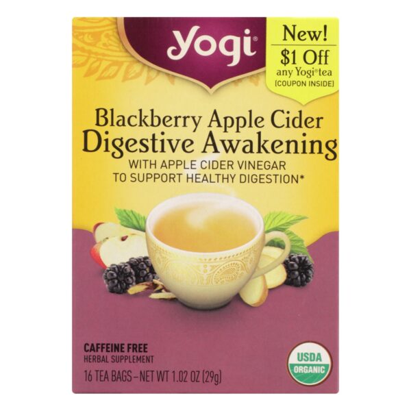 Yogi Tea Blackberry Apple Cider Vinegar Digest Awakening Tea 16 tea bags