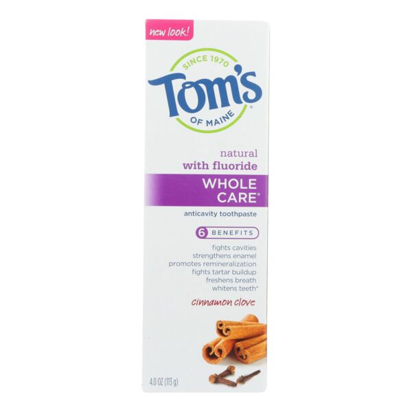 Tom's of Maine Cinnamon Clove Fluoride Whole Care Toothpaste 4 oz.