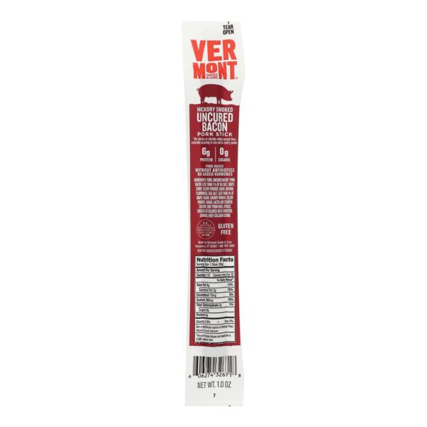 Vermont Smoke & Cure Uncured Bacon Pork Sticks 24 (1 oz.) sticks per box