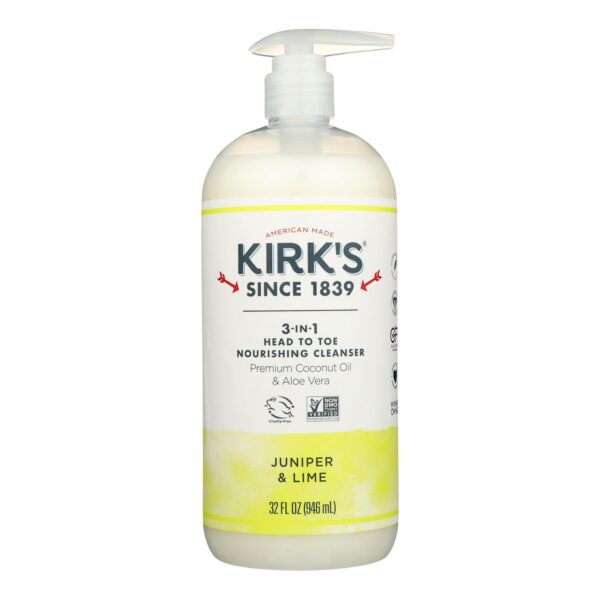 Kirk's Coco Castile 3-in-1 Head 2 Toe Juniper & Lime Nourishing Cleanser 32 fl. oz.