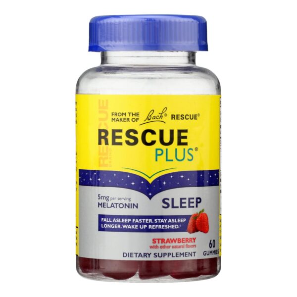 Bach Flower Remedies Rescue PLUS Sleep Gummy, Natural Strawberry Flavor 60 count