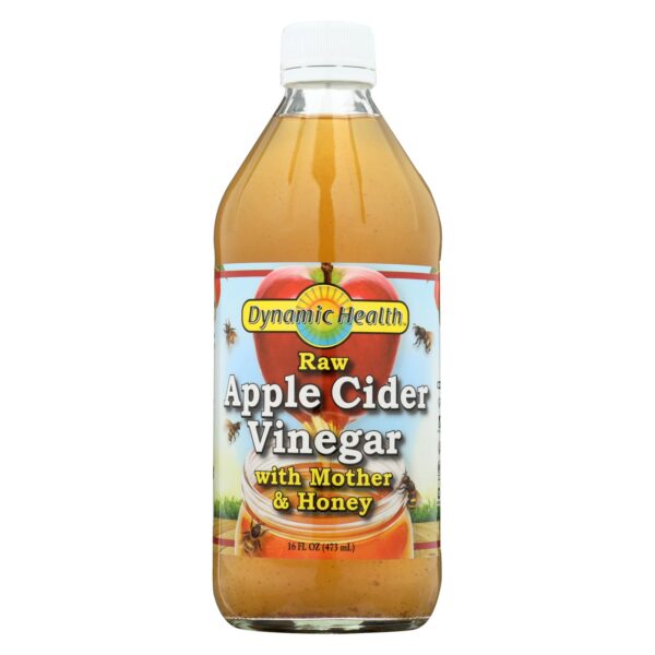 Dynamic Health Organic Raw Apple Cider Vinegar with the Mother & Honey (Glass) 16 fl. oz.