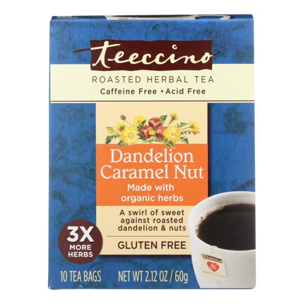 Teeccino Gluten-Free Dandelion Caramel Nut Chicory Herbal Tea