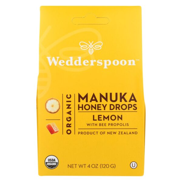 Wedderspoon Organic Manuka Honey Drops Lemon, 4 oz