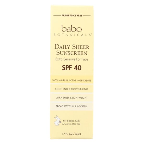 Babo Botanicals Sunscreen - Daily Sheer - SPF 40 - 1.7 oz