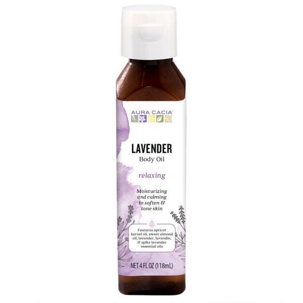 Aura Cacia Aromatherapy Body Oil Relaxing Lavender, 4 oz