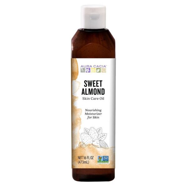 Aura Cacia Natural Skin Care Oil with Vitamin E Nurturing Sweet Almond, 16 Oz