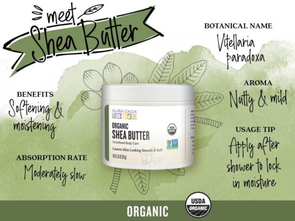 Aura Cacia Shea Butter Unrefined Organic, 3.25 oz - Image 2