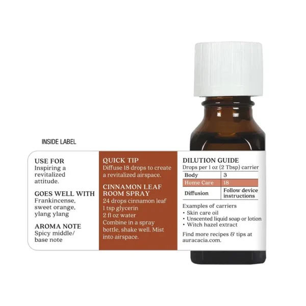 Aura Cacia Essential Oil Cinnamon Leaf, 0.5 oz - Image 7