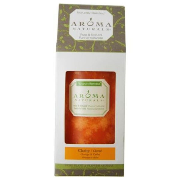 Aroma Naturals Naturally Blended Candles Clarity (Orange) 2 3/4" x 5" Pillars 70 hours burn time