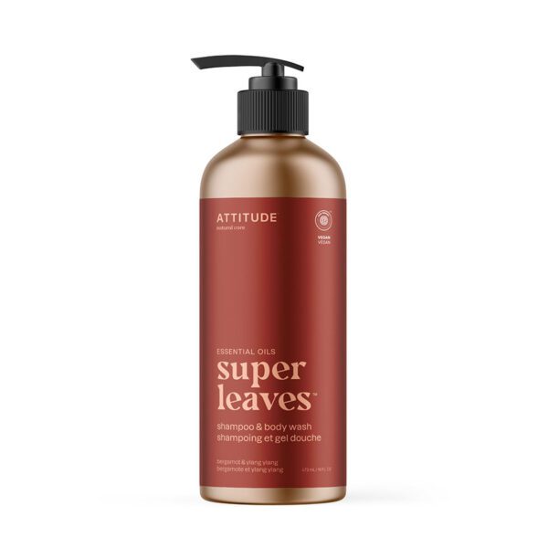 Attitude 2-in-1 Mens Super Leaves Bergamot and Ylang Ylang Shampoo and Bodywash 16 fl. oz.