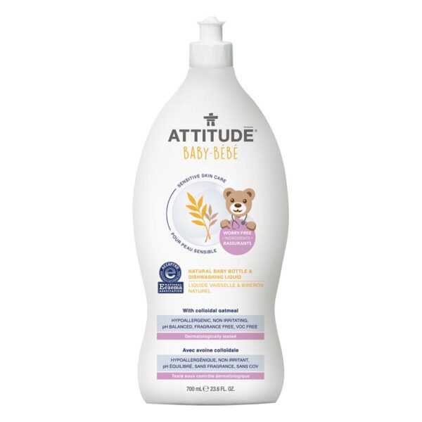 Attitude Bottle & Dishwashing Liquid, Fragrance-Free 23.7 fl. oz.