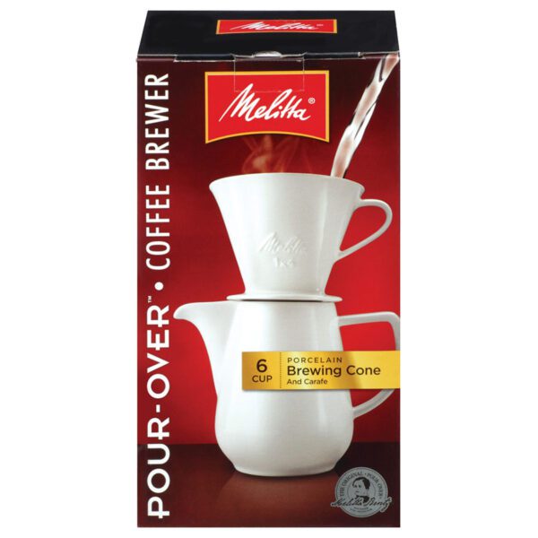 Melitta Porcelain Pour-Over Coffee Brewer Cone with Carafe 6 cup