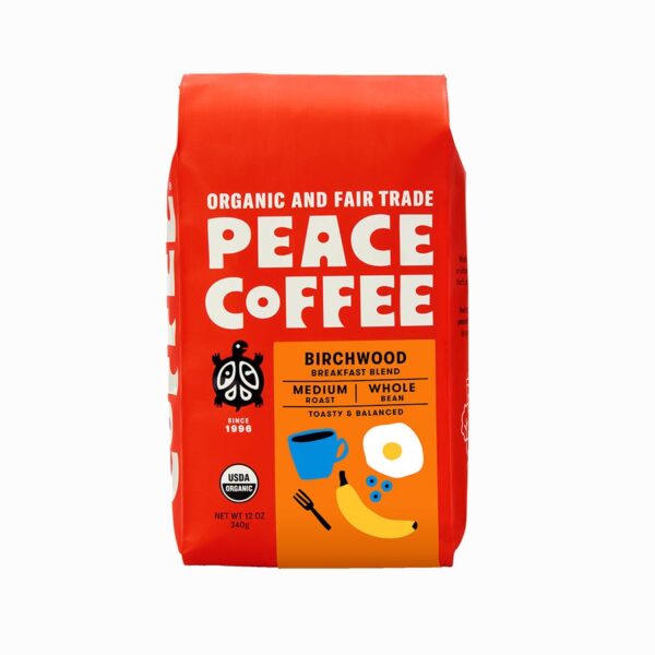 Peace Coffee Whole Bean Birchwood Breakfast Blend 12 oz