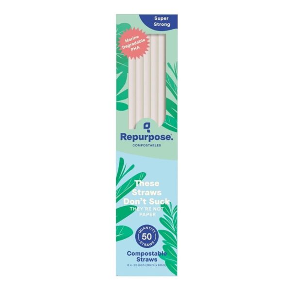 Repurpose Compostable Marine Degradable PHA Straws 50 count