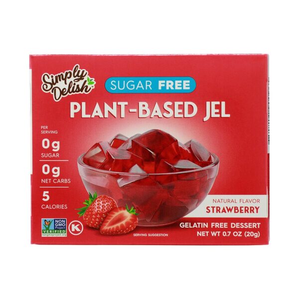 Simply Delish Strawberry Sugar Free Plant Based Jel Dessert 0.7oz.