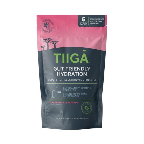 Tiiga Raspberry Lemonade Gut Friendly Hydration 6 (0.4 oz.) packs