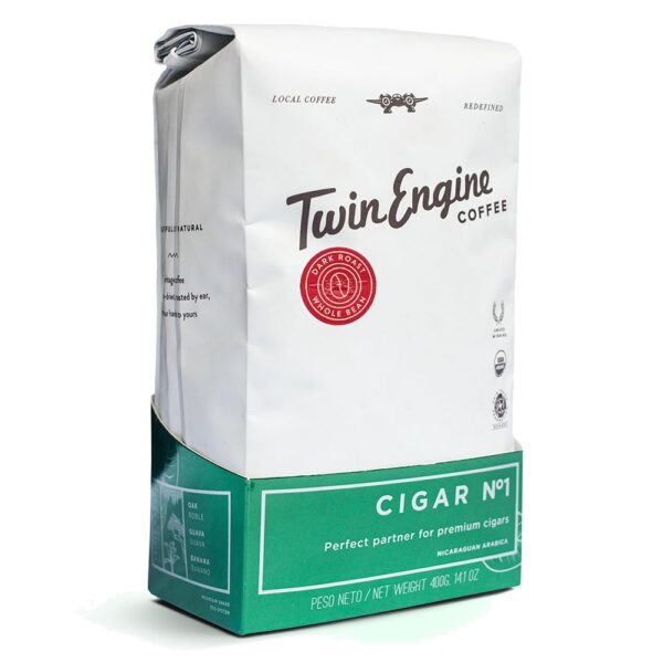 Twin Engine Coffee Organic Cigar No. 1 Dark Whole Bean Coffee 14 oz.