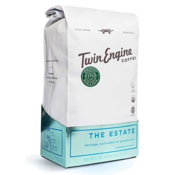 Twin Engine Coffee Organic Estate Breakfast Whole Bean Coffee 14 oz.