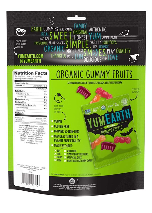 YumEarth Halloween Organic Gummy Fruits 10 (0.5 oz.) individual packs - Image 2