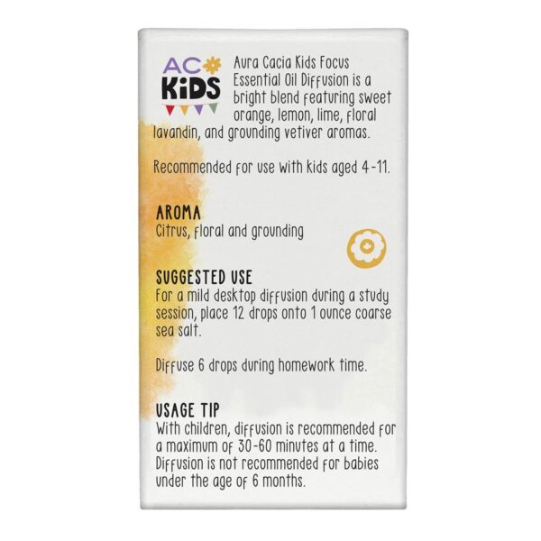 Aura Cacia Kids Essential Oil Focus Blend 0.25 oz, Boxed - Image 4