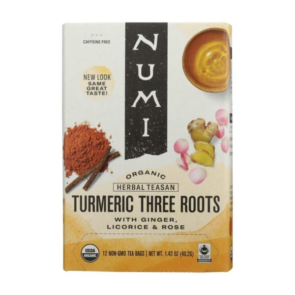 Numi Tea Fair Trade Three Root Turmeric Tea 12 tea bags