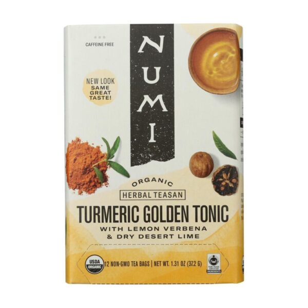 Numi Tea Fair Trade Golden Tonic Turmeric Tea 12 tea bags