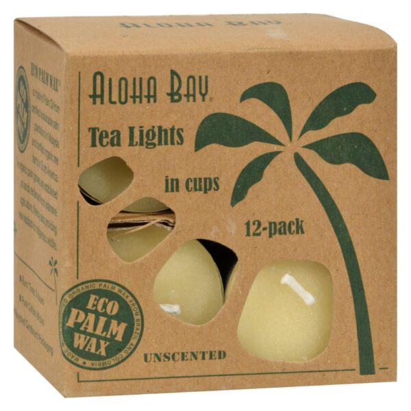 Aloha Bay Palm Wax Tea Lights with Aluminum Holder Cream - 12 Candles