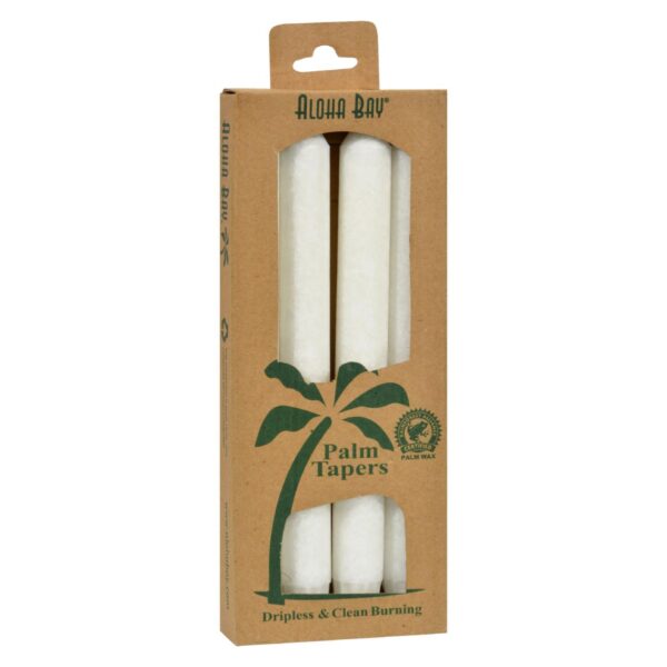 Aloha Bay Palm Tapers - White - 4 Candles