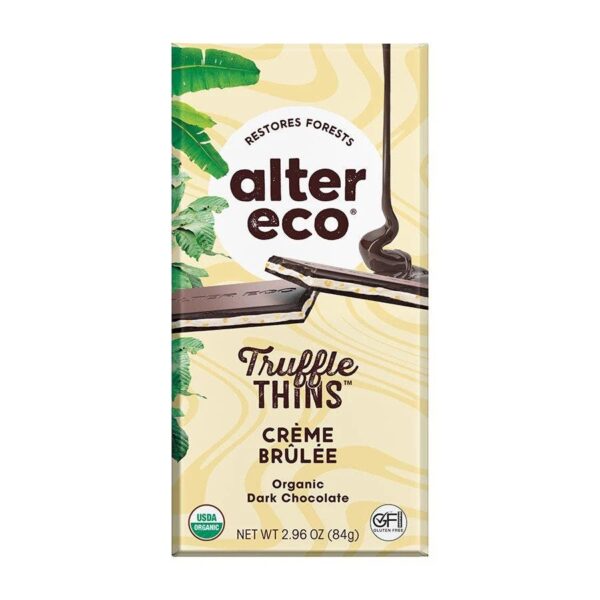 Alter Eco Crème Brulee Truffle Thins 2.96 oz Bar