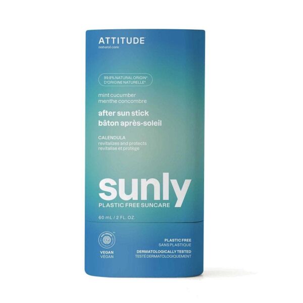 Attitude Sunly Plastic-Free Mint & Cucumber After Sun Stick (SPF 30) 2 fl. oz.