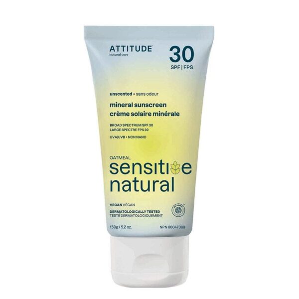 Attitude Sunly Unscented Sensitive Mineral Sunscreen (SPF 30) 5.2 oz.