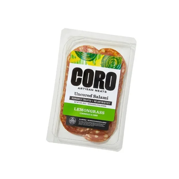 Coro Uncured Lemongrass Salami Sliced Pack 3 oz.