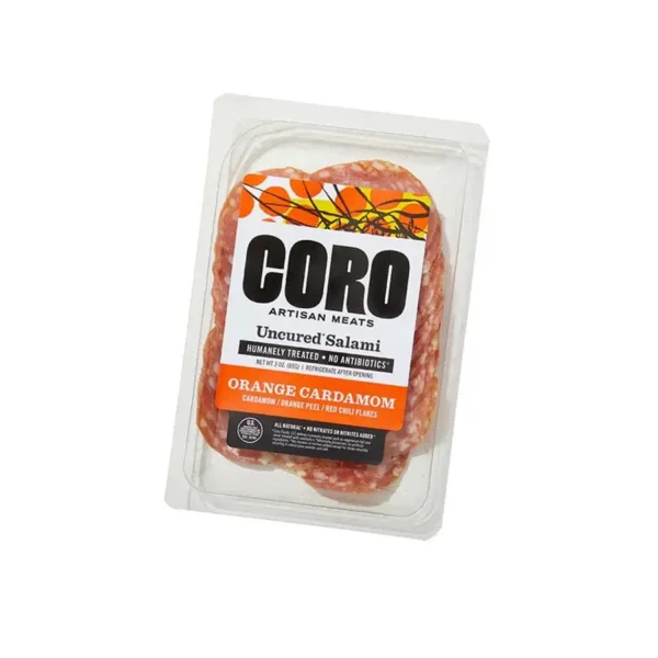 Coro Uncured Orange Cardamom Salami Sliced Pack  3 oz.