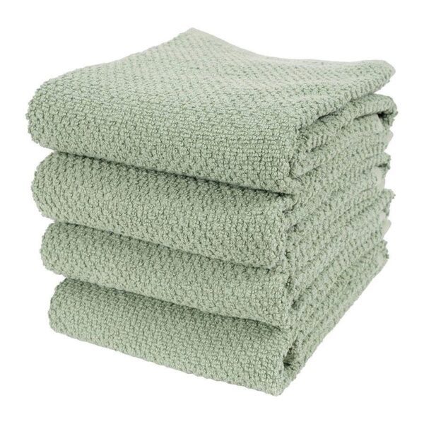 KAF Home French Green Deluxe Popcorn Terry Towels Set of 4