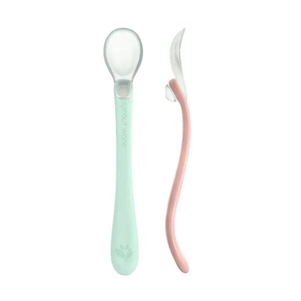 Green Sprouts Light Sage & Light Grapefruit Silicone & Sprout Ware First Food Spoons 2 pack