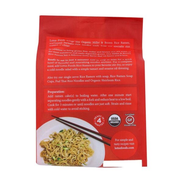 Lotus Foods Organic Millet & Brown Rice Ramen 4 (2.8 oz.) pack - Image 2