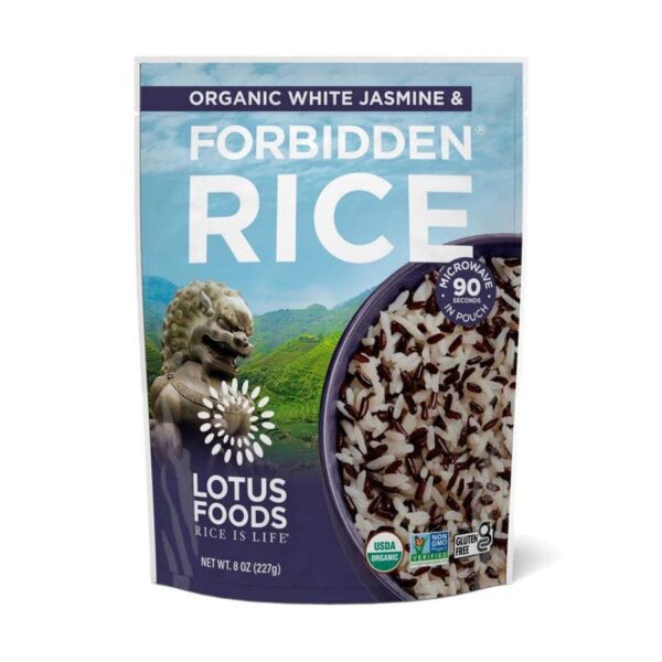 Lotus Foods Organic White Jasmine & Forbidden Blend Heat & Eat Rice Pouch 8 oz.