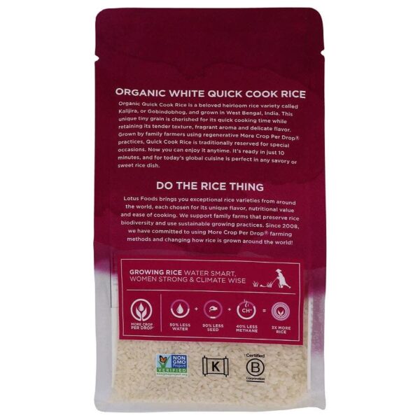 Lotus Foods Organic White Quick Cook Rice 15 oz. - Image 2