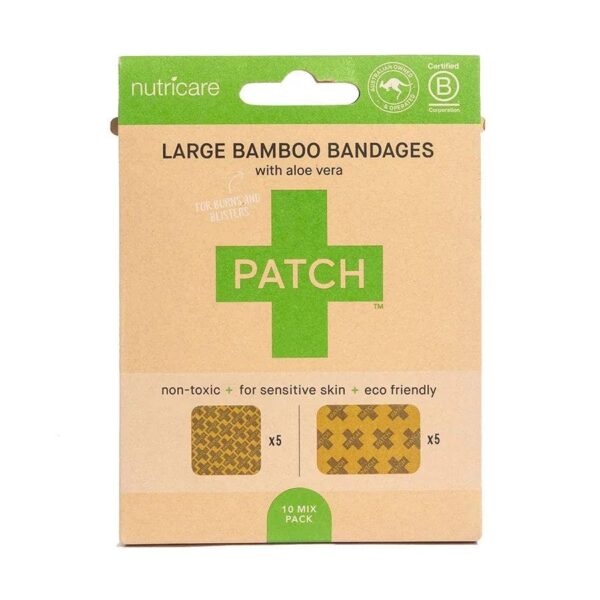 Patch Large Bamboo Bandages with Aloe Vera Charcoal 10ct