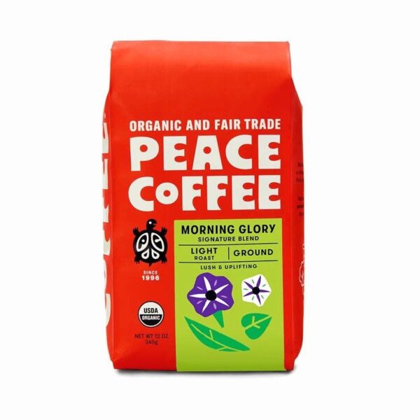 Peace Coffee Morning Glory Blend Decaf Ground 12oz