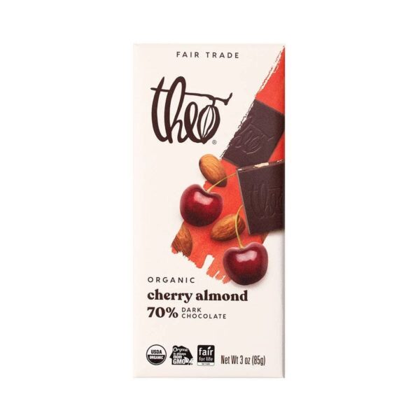 Theo Chocolate Organic Cherry Almond Dark Chocolate Bar 3 oz.