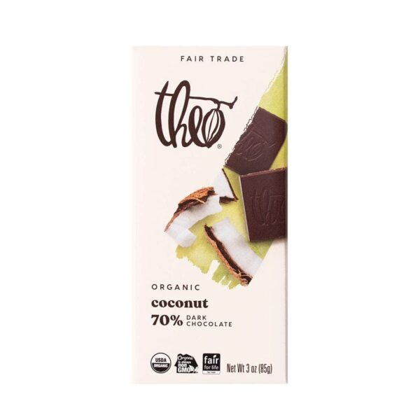 Theo Chocolate Organic Coconut Dark Chocolate Bar 3 oz.