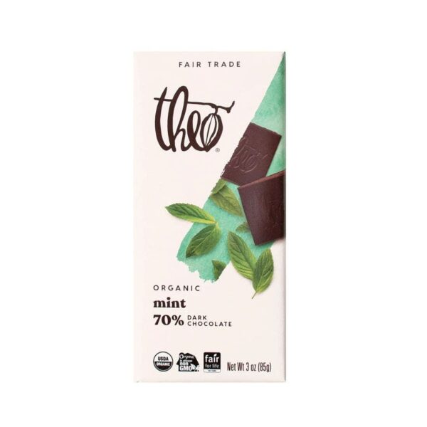 Theo Chocolate Organic Mint Dark Chocolate Bar 3 oz.