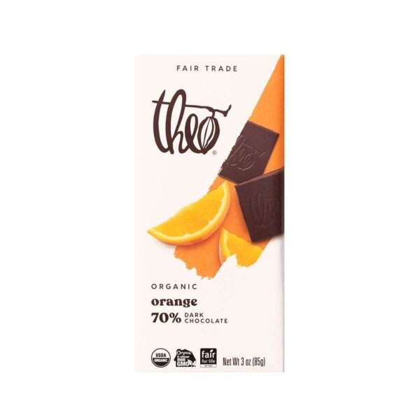 Theo Chocolate Organic Orange Dark Chocolate Bar 3 oz.