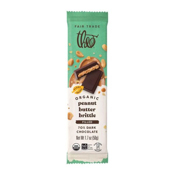 Theo Chocolate Organic Peanut Butter Brittle Filled Dark Chocolate Bar 1.7 oz.