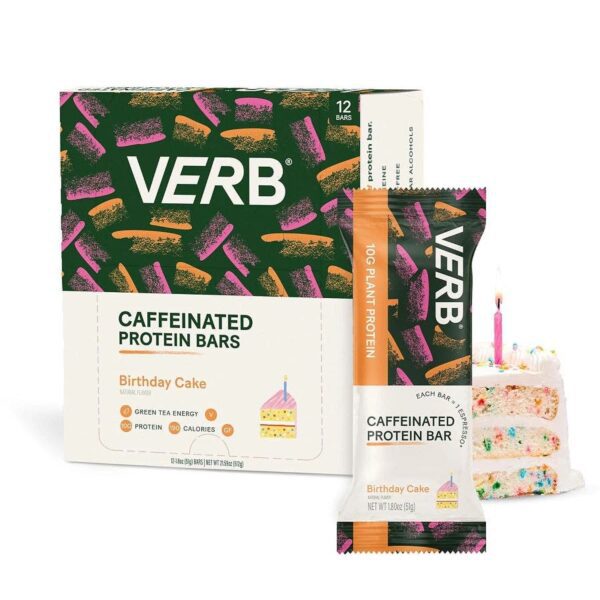 Verb Energy Birthday Cake Caffeinated Protein Bars 12 count